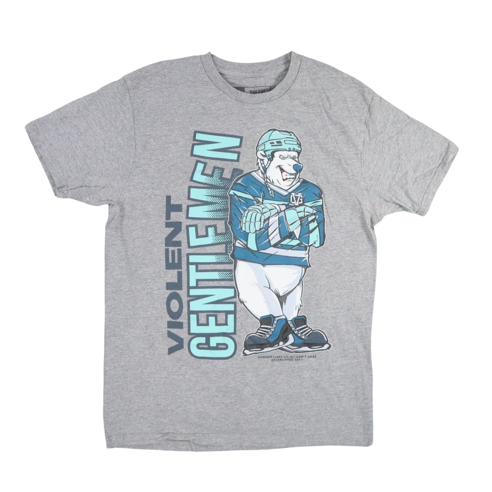 Violent Gentlemen‎ Polar Ron T Shirt Mens Medium Gray Hockey Club VGHC Tee Bear